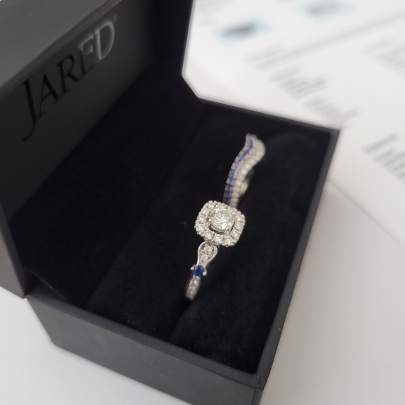 BAND SOLD!!14K WHITE GOLD VERA WANG DIAMOND & SAPPHIRE WISH 2 PC BRIDAL SET S: 5 - Picture 16 of 16